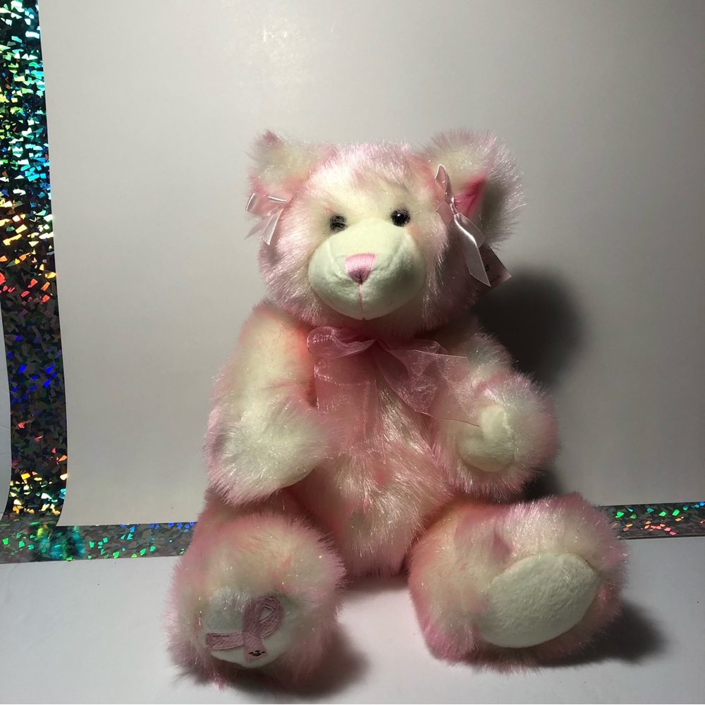 Build A Bear Hopeful Wishes Pink 15” Plush w/Tags & Pin Cancer Awareness 2002
